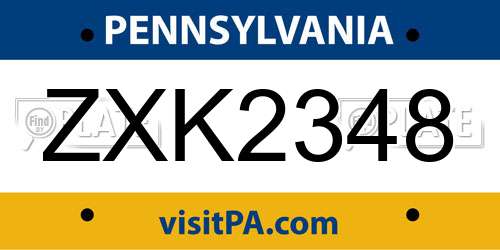 ZXK2348 Pennsylvania License Plate