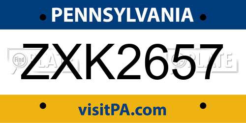 ZXK2657 Pennsylvania License Plate