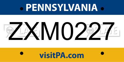 ZXM0227 Pennsylvania License Plate