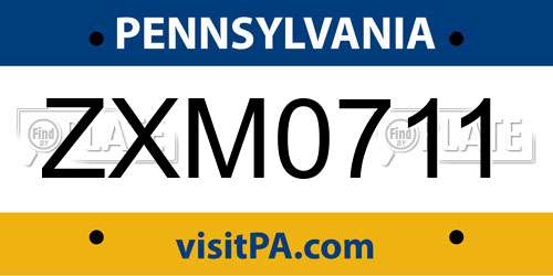 ZXM0711 Pennsylvania License Plate