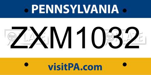 ZXM1032 Pennsylvania License Plate