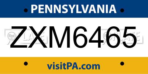 ZXM6465 Pennsylvania License Plate