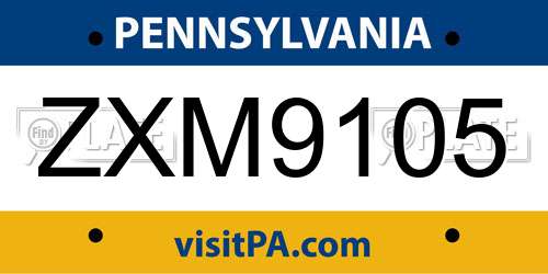 ZXM9105 Pennsylvania License Plate