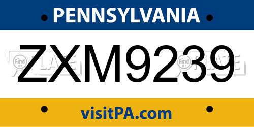 ZXM9239 Pennsylvania License Plate