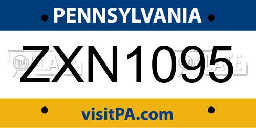 ZXN1095 Pennsylvania License Plate