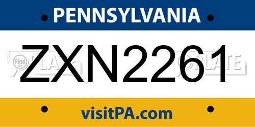 ZXN2261 Pennsylvania License Plate
