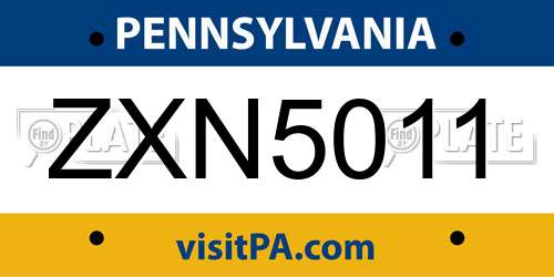ZXN5011 Pennsylvania License Plate