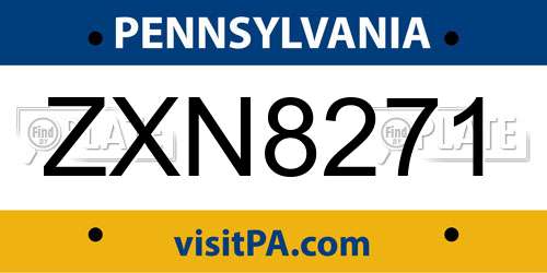 ZXN8271 Pennsylvania License Plate
