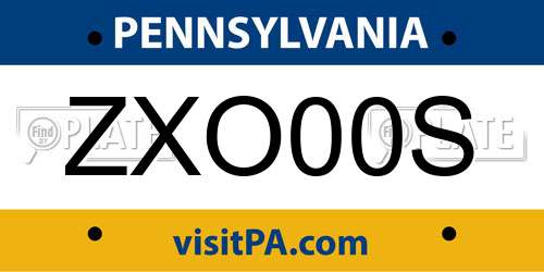 ZXO00S Pennsylvania License Plate