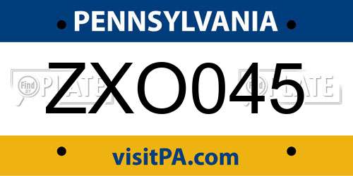 ZXO045 Pennsylvania License Plate
