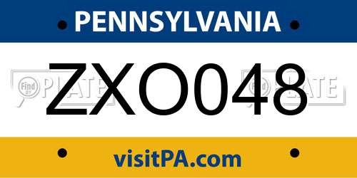 ZXO048 Pennsylvania License Plate