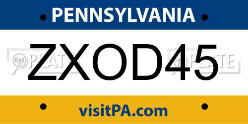 ZXOD45 Pennsylvania License Plate