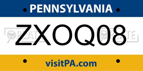 ZXOQ08 Pennsylvania License Plate