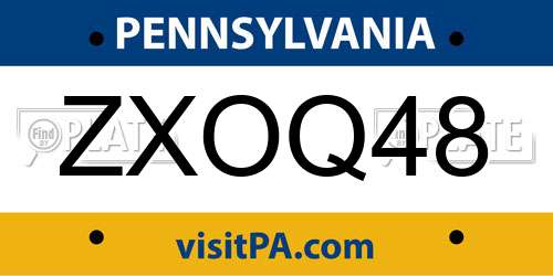 ZXOQ48 Pennsylvania License Plate