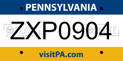 ZXP0904 Pennsylvania License Plate