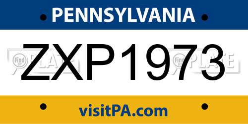 ZXP1973 Pennsylvania License Plate