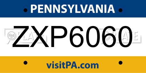 ZXP6060 Pennsylvania License Plate