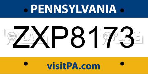 ZXP8173 Pennsylvania License Plate