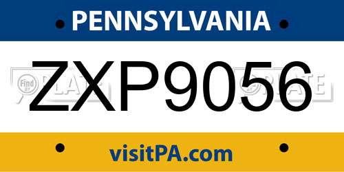ZXP9056 Pennsylvania License Plate