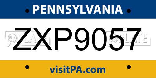 ZXP9057 Pennsylvania License Plate