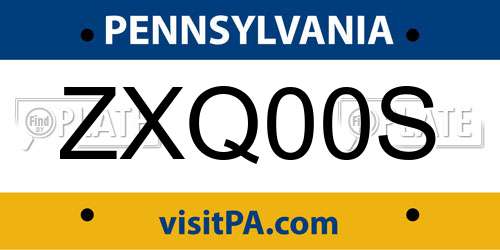 ZXQ00S Pennsylvania License Plate