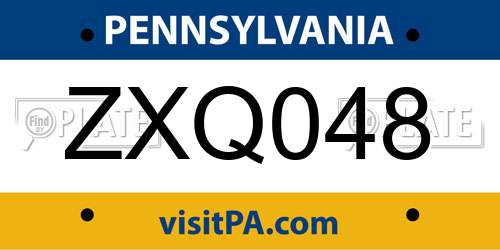 ZXQ048 Pennsylvania License Plate