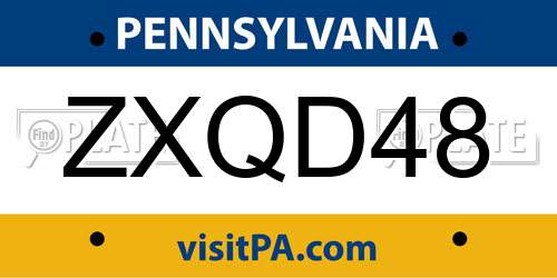 ZXQD48 Pennsylvania License Plate