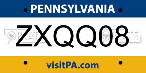 ZXQQ08 Pennsylvania License Plate
