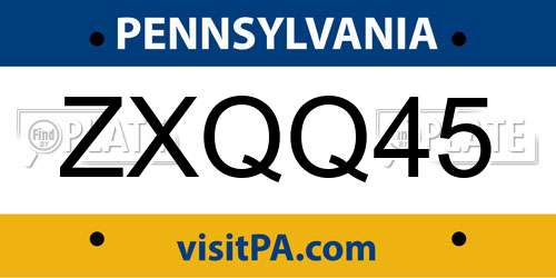 ZXQQ45 Pennsylvania License Plate
