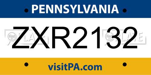 ZXR2132 Pennsylvania License Plate