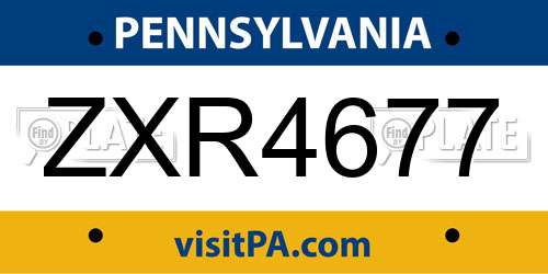 ZXR4677 Pennsylvania License Plate
