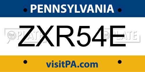 ZXR54E Pennsylvania License Plate