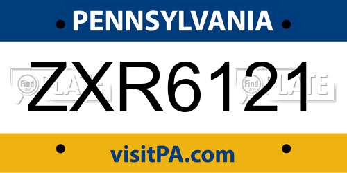 ZXR6121 Pennsylvania License Plate