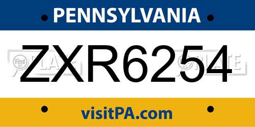 ZXR6254 Pennsylvania License Plate