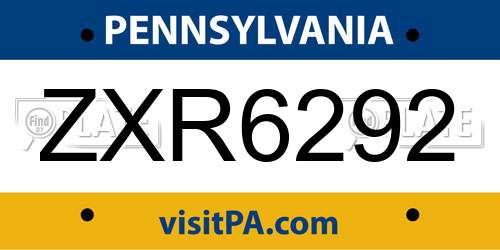 ZXR6292 Pennsylvania License Plate