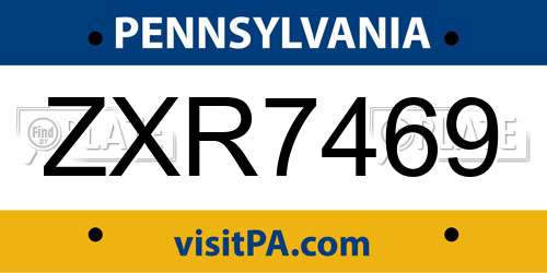 ZXR7469 Pennsylvania License Plate
