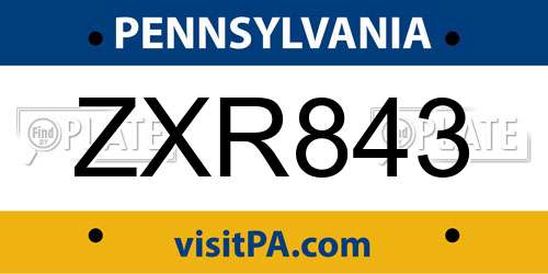 ZXR843 Pennsylvania License Plate