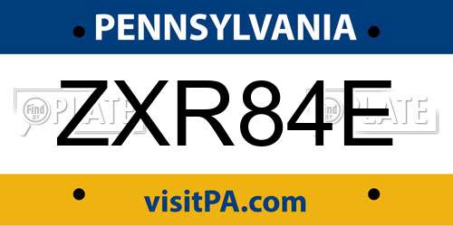 ZXR84E Pennsylvania License Plate