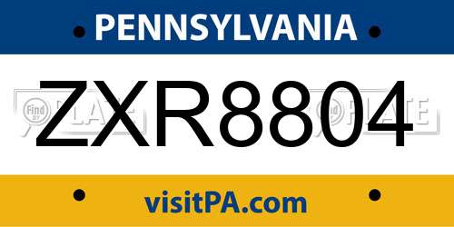ZXR8804 Pennsylvania License Plate
