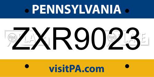 ZXR9023 Pennsylvania License Plate