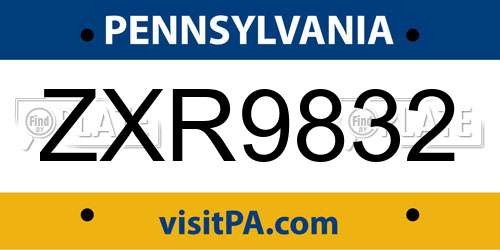 ZXR9832 Pennsylvania License Plate