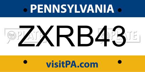 ZXRB43 Pennsylvania License Plate