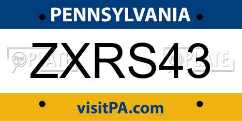 ZXRS43 Pennsylvania License Plate