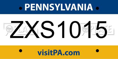 ZXS1015 Pennsylvania License Plate