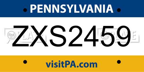 ZXS2459 Pennsylvania License Plate