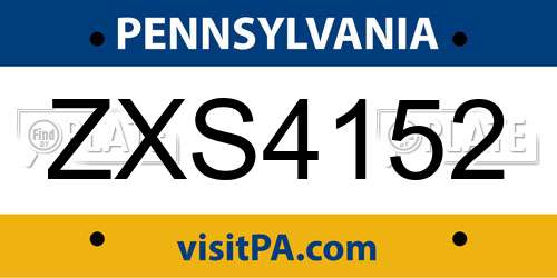 ZXS4152 Pennsylvania License Plate