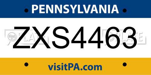 ZXS4463 Pennsylvania License Plate