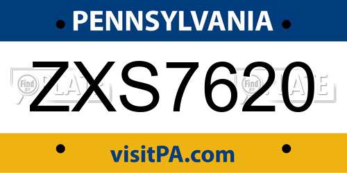 ZXS7620 Pennsylvania License Plate