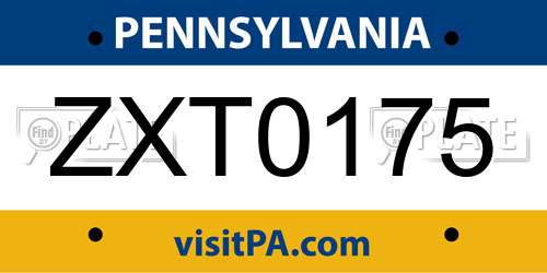 ZXT0175 Pennsylvania License Plate