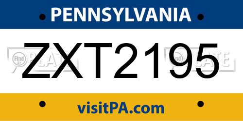 ZXT2195 Pennsylvania License Plate